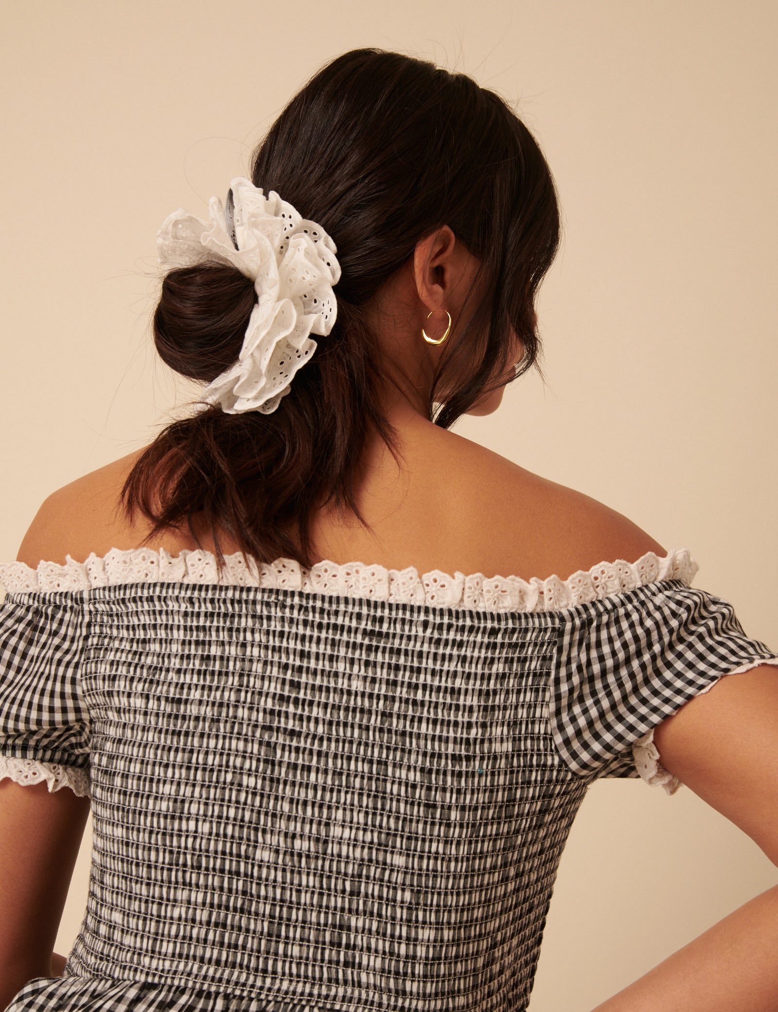 Secondary image ofWhite Broderie Anglaise Scrunchie